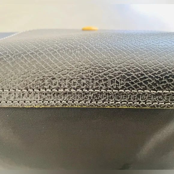 LONGCHAMP Le Pliage Nylon Tote Bag - Grey With Yellow Branding & Accents - Picture 9 of 16